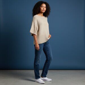 Spense Women's XL Flutter Sleeve Beach Sand Neutral Tone Sweater